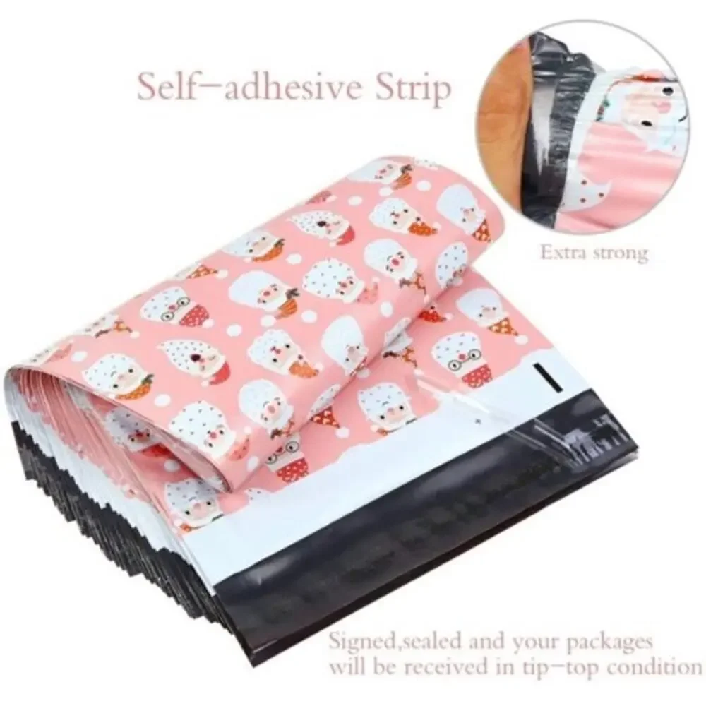 10x13 Pink Santa Christmas Polymailers Pack of 20 Holiday Shipping